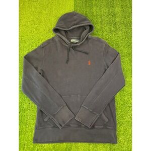 Polo Ralph Lauren Mens Waffle Knit Thermal Hoodie Navy Blue Red Pony Logo LG